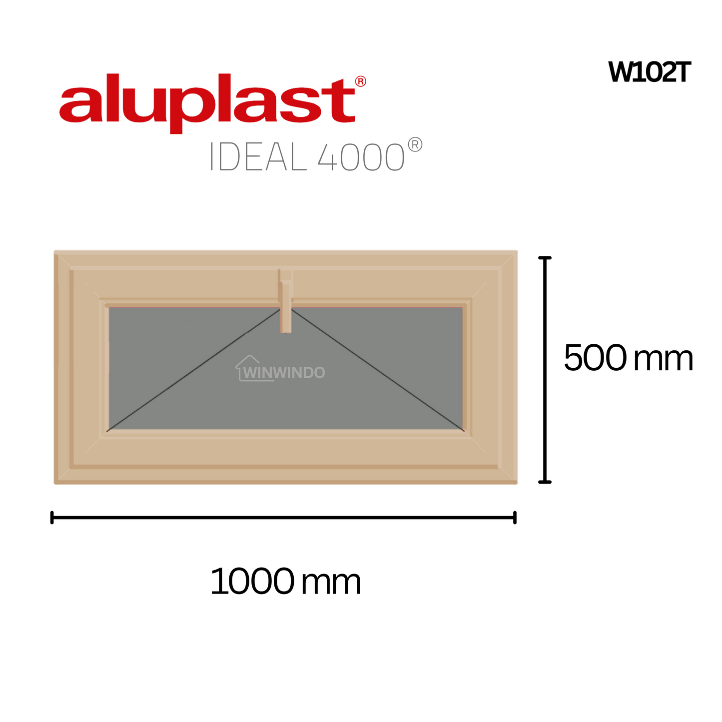 Fenêtre oscillo-battante en PVC renforcé 1000x500, coloris Chêne doré