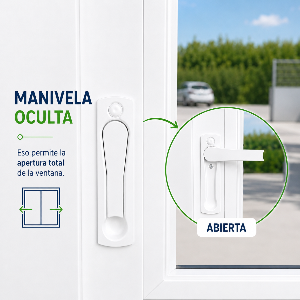 Ventana Corredera PVC Reforzado 1000x1000 Blanca | Transparente