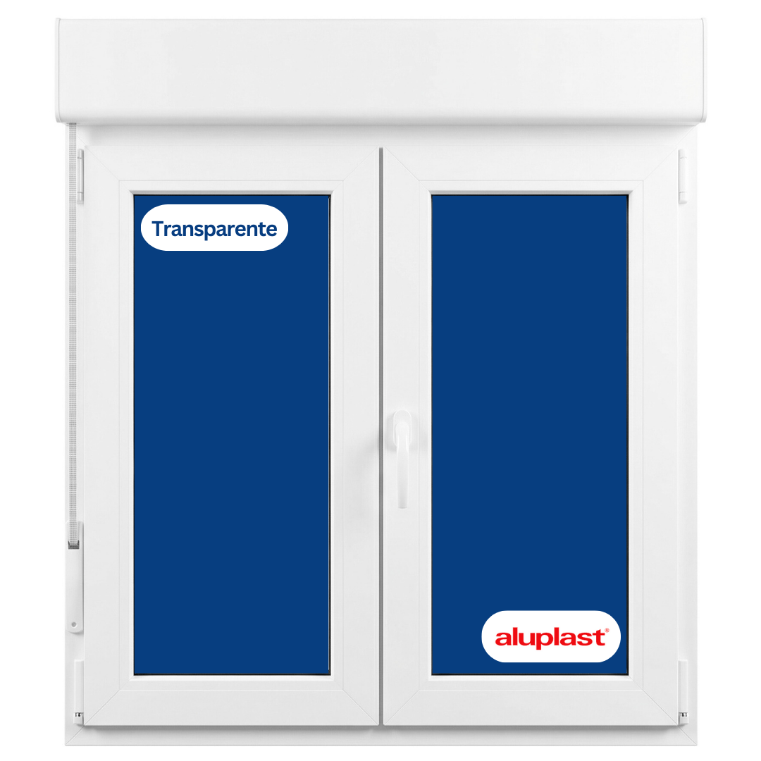 Fenêtre en PVC renforcé 1000x1155 mm, 2 panneaux, blanche, oscillo-battante, transparente, store