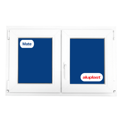 Fenêtre en PVC renforcé 1000x500 mm, 2 vantaux, blanche, oscillo-battante | Finition mate