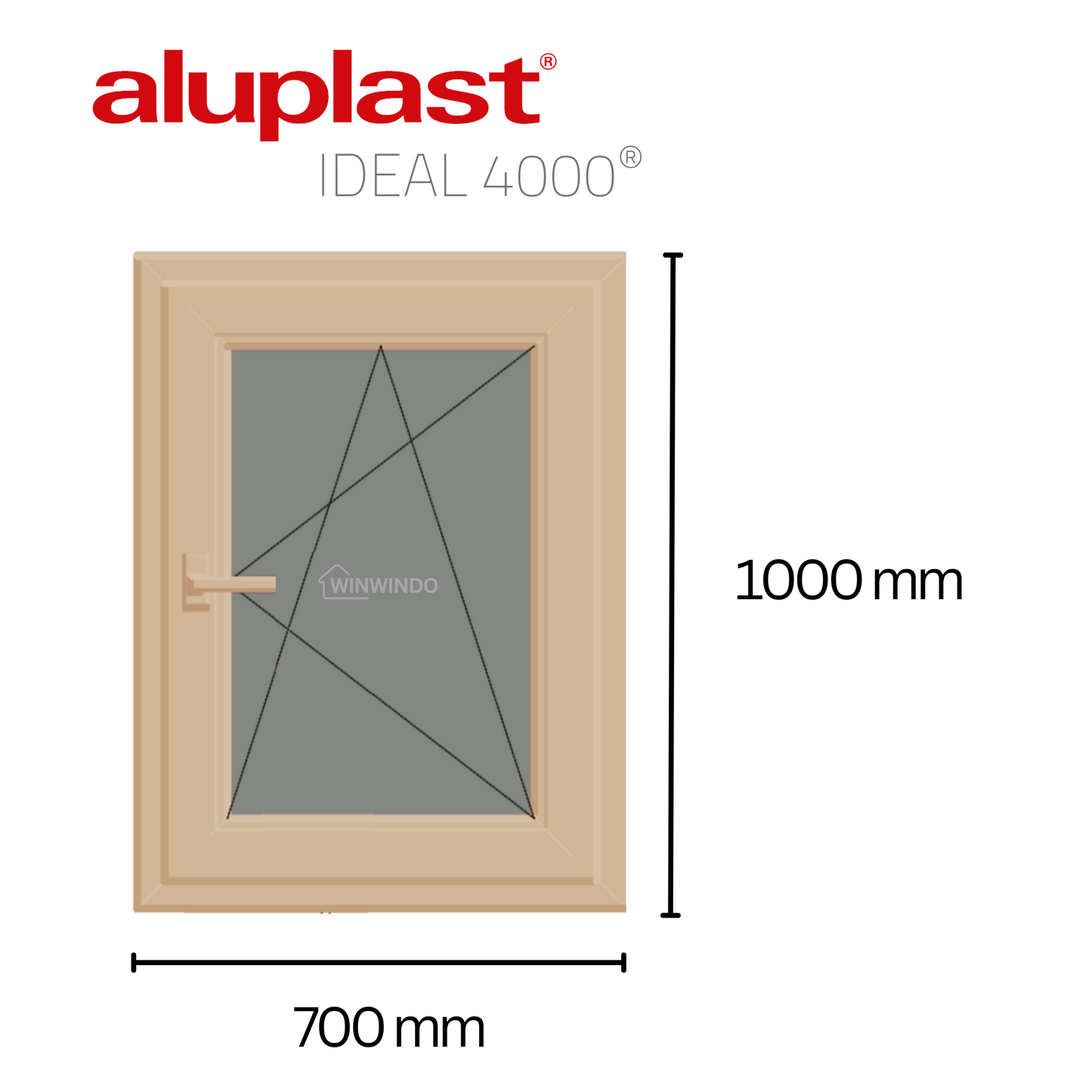 Fenêtre en PVC renforcé 800x1155 Chêne doré oscillo-battante | Volet