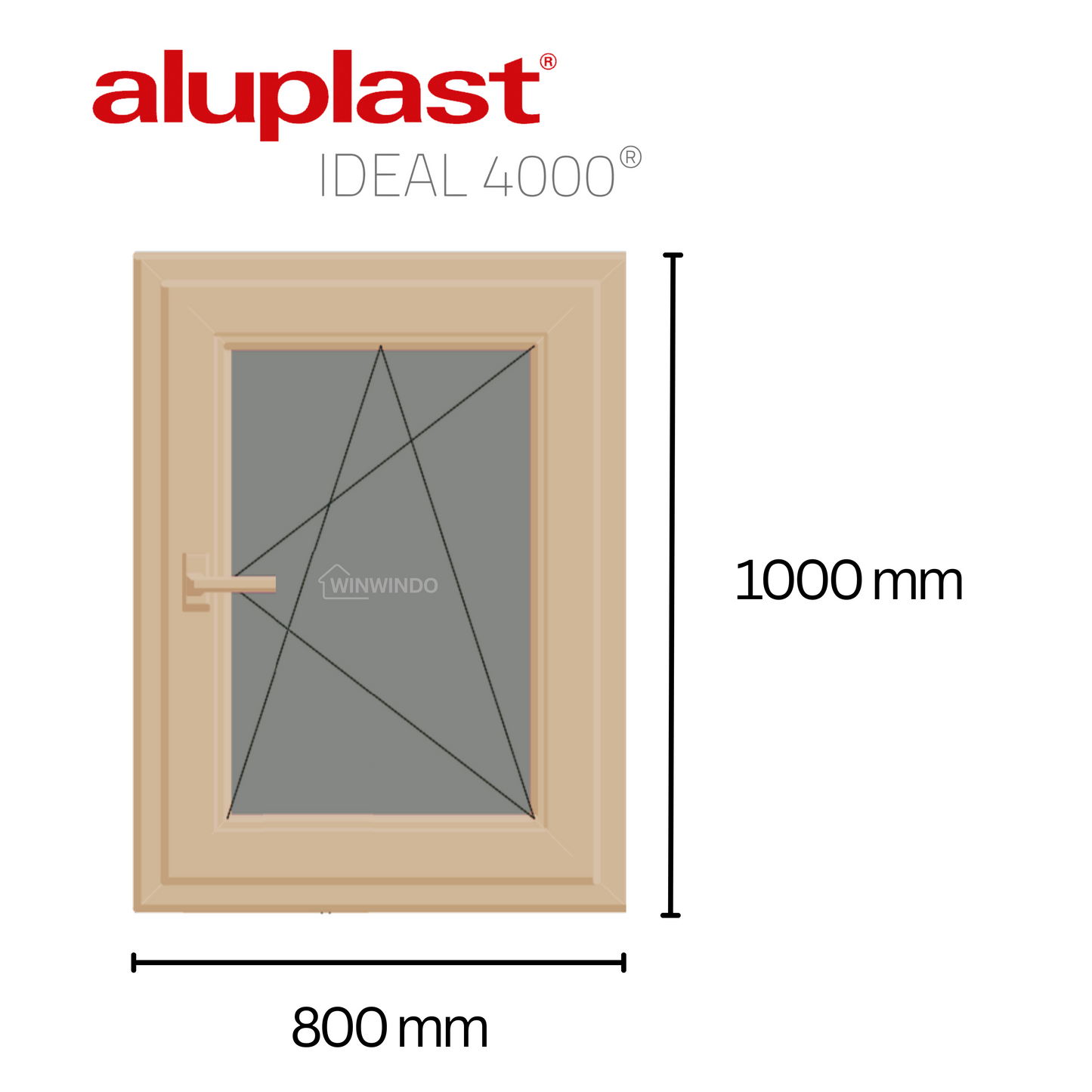 Fenêtre en PVC renforcé 800x1000 Chêne Doré oscillo-battante